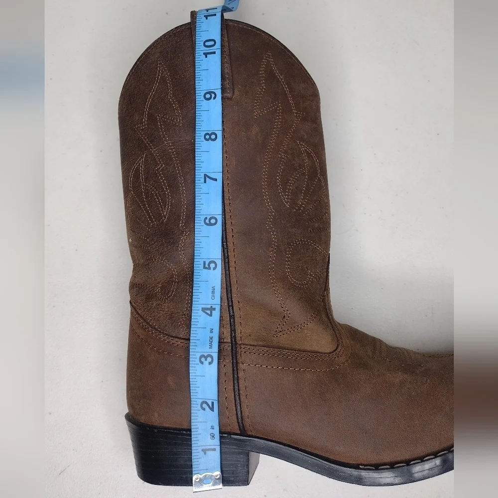 Masterson Kids Brown Leather Rodeo Cowboy Western Boots Sz 4.5